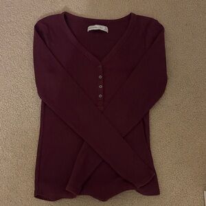 Abercrombie and Fitch Women's Burgundy Long Sleeve Top